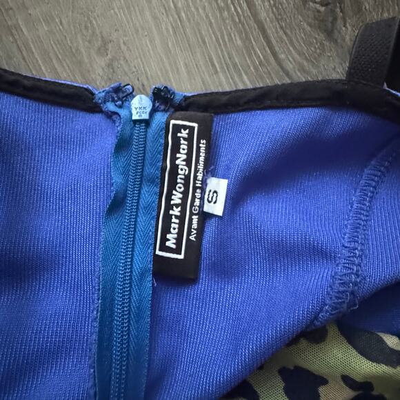 Mark Wong Nark Avant Garde Royal Stretch Satin Y2K Bodycon Dress Women’s S - Picture 6 of 9